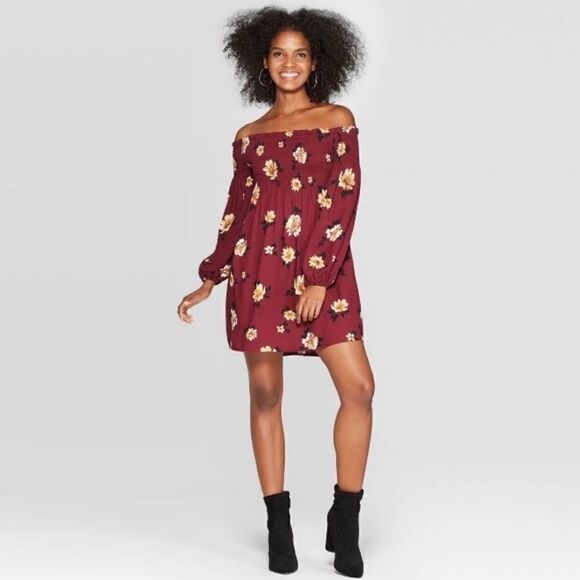 NWT Xhilaration Floral Print Long Sleeve Dress - Picture 1 of 7